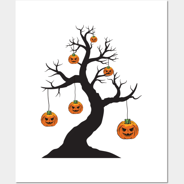 halloween scary evil pumpkin funny pumpkin head Wall Art by Amadej